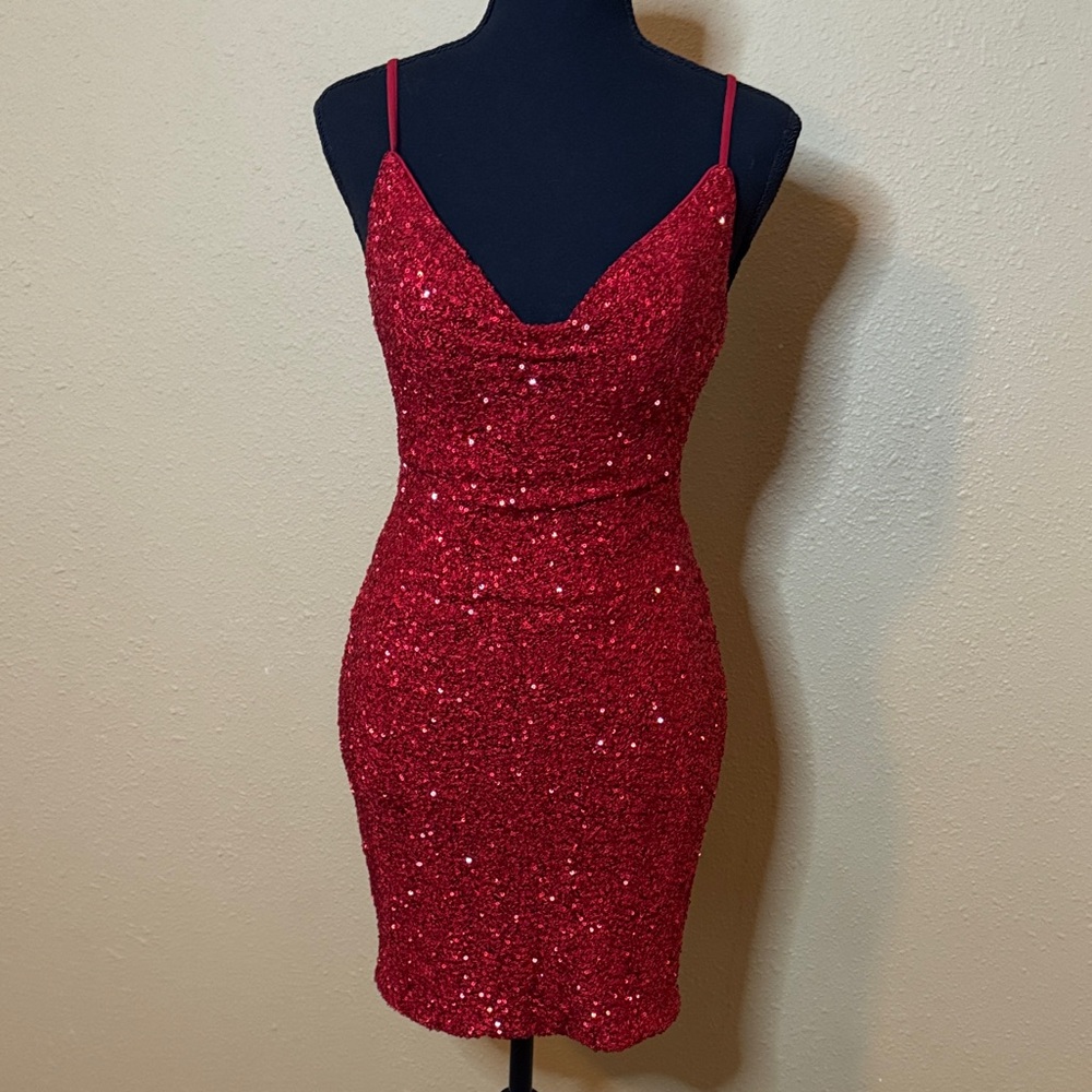 Elegant Red Sequin Dress